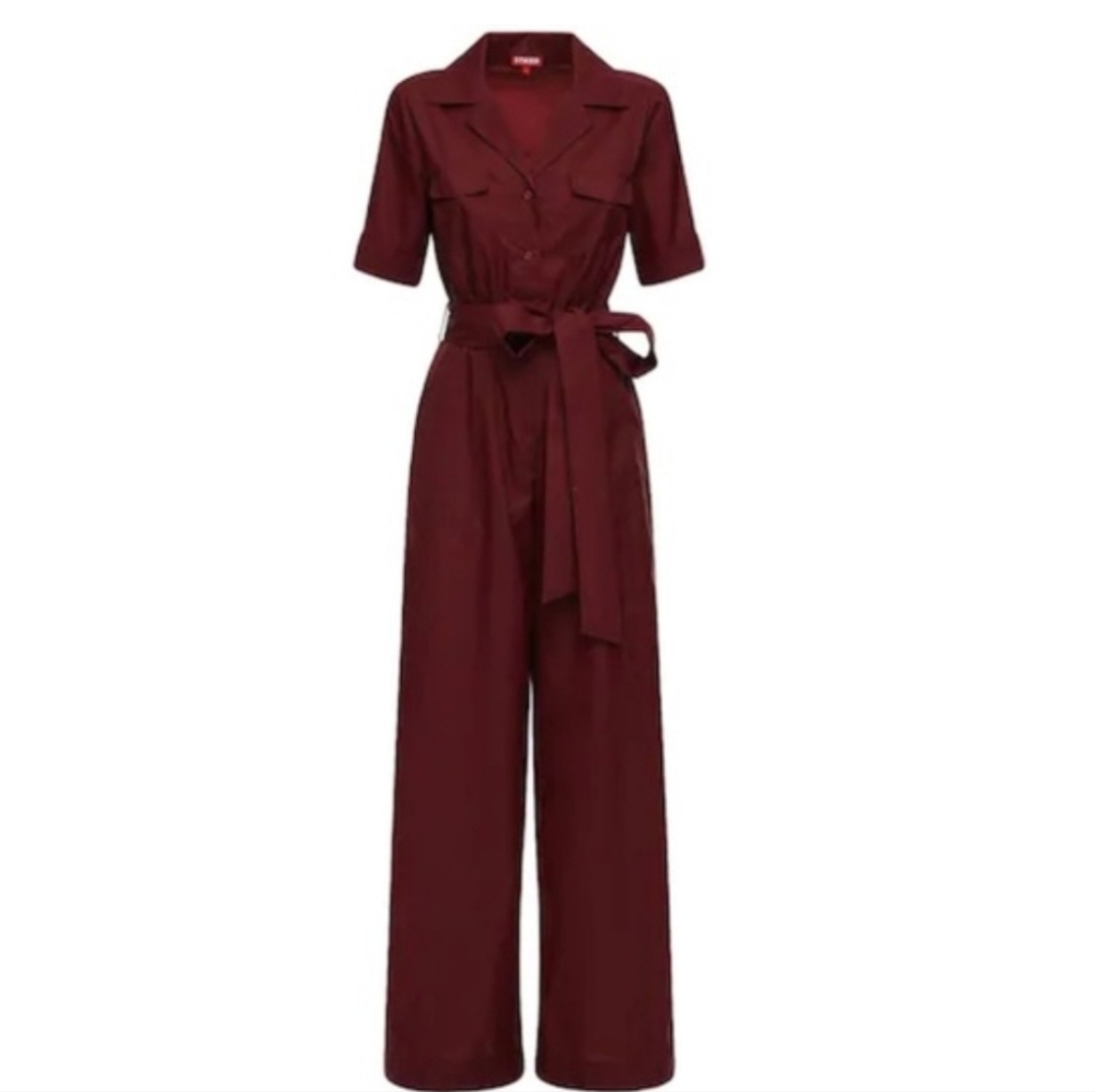 ​STAUD Millie Recycled Nylon Jumpsuit | Tawny Port Wine Red | Size 8 | Utility C - Picture 10 of 12